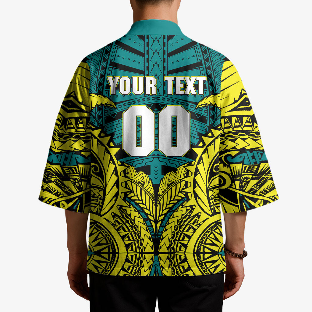 Personalized Hockeyroos Kangaroo Field Hockey Kimono Tribal Geometric Green Gold Symmetrical Pattern Design
