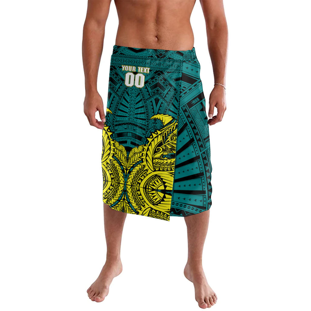 Personalized Hockeyroos Kangaroo Field Hockey Lavalava Tribal Geometric Green Gold Symmetrical Pattern Design