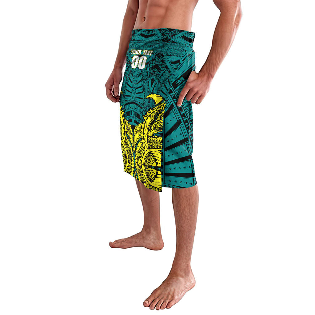 Personalized Hockeyroos Kangaroo Field Hockey Lavalava Tribal Geometric Green Gold Symmetrical Pattern Design