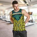 Personalized Hockeyroos Kangaroo Field Hockey Men Tank Top Tribal Geometric Green Gold Symmetrical Pattern Design