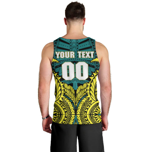 Personalized Hockeyroos Kangaroo Field Hockey Men Tank Top Tribal Geometric Green Gold Symmetrical Pattern Design