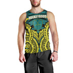 Personalized Hockeyroos Kangaroo Field Hockey Men Tank Top Tribal Geometric Green Gold Symmetrical Pattern Design