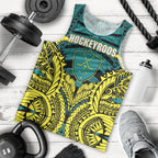 Personalized Hockeyroos Kangaroo Field Hockey Men Tank Top Tribal Geometric Green Gold Symmetrical Pattern Design