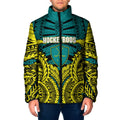 Personalized Hockeyroos Kangaroo Field Hockey Padded Jacket Tribal Geometric Green Gold Symmetrical Pattern Design