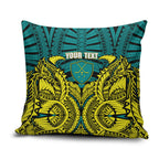 Personalized Hockeyroos Kangaroo Field Hockey Pillow Cover Tribal Geometric Green Gold Symmetrical Pattern Design