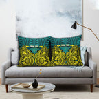 Personalized Hockeyroos Kangaroo Field Hockey Pillow Cover Tribal Geometric Green Gold Symmetrical Pattern Design