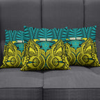Personalized Hockeyroos Kangaroo Field Hockey Pillow Cover Tribal Geometric Green Gold Symmetrical Pattern Design