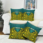 Personalized Hockeyroos Kangaroo Field Hockey Pillow Cover Tribal Geometric Green Gold Symmetrical Pattern Design