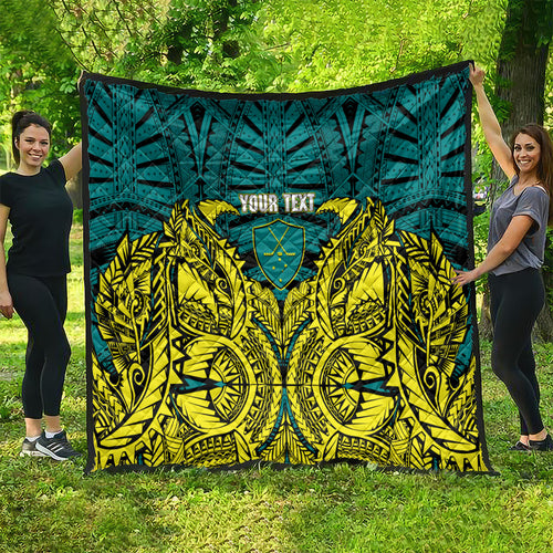 Personalized Hockeyroos Kangaroo Field Hockey Quilt Tribal Geometric Green Gold Symmetrical Pattern Design
