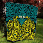 Personalized Hockeyroos Kangaroo Field Hockey Quilt Tribal Geometric Green Gold Symmetrical Pattern Design