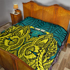 Personalized Hockeyroos Kangaroo Field Hockey Quilt Tribal Geometric Green Gold Symmetrical Pattern Design
