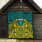 Personalized Hockeyroos Kangaroo Field Hockey Quilt Tribal Geometric Green Gold Symmetrical Pattern Design