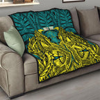 Personalized Hockeyroos Kangaroo Field Hockey Quilt Tribal Geometric Green Gold Symmetrical Pattern Design