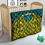 Personalized Hockeyroos Kangaroo Field Hockey Quilt Tribal Geometric Green Gold Symmetrical Pattern Design