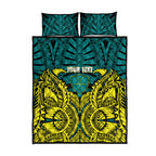 Personalized Hockeyroos Kangaroo Field Hockey Quilt Bed Set Tribal Geometric Green Gold Symmetrical Pattern Design