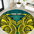 Personalized Hockeyroos Kangaroo Field Hockey Round Carpet Tribal Geometric Green Gold Symmetrical Pattern Design