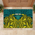 Personalized Hockeyroos Kangaroo Field Hockey Rubber Doormat Tribal Geometric Green Gold Symmetrical Pattern Design