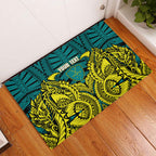 Personalized Hockeyroos Kangaroo Field Hockey Rubber Doormat Tribal Geometric Green Gold Symmetrical Pattern Design