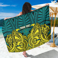Personalized Hockeyroos Kangaroo Field Hockey Sarong Tribal Geometric Green Gold Symmetrical Pattern Design