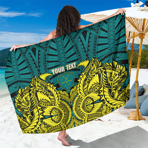 Personalized Hockeyroos Kangaroo Field Hockey Sarong Tribal Geometric Green Gold Symmetrical Pattern Design