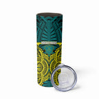 Personalized Hockeyroos Kangaroo Field Hockey Skinny Tumbler Tribal Geometric Green Gold Symmetrical Pattern Design