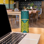 Personalized Hockeyroos Kangaroo Field Hockey Skinny Tumbler Tribal Geometric Green Gold Symmetrical Pattern Design