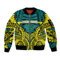 Personalized Hockeyroos Kangaroo Field Hockey Sleeve Zip Bomber Jacket Tribal Geometric Green Gold Symmetrical Pattern Design