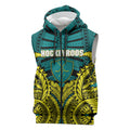 Personalized Hockeyroos Kangaroo Field Hockey Sleeveless Zip Hoodie Tribal Geometric Green Gold Symmetrical Pattern Design