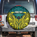 Personalized Hockeyroos Kangaroo Field Hockey Spare Tire Cover Tribal Geometric Green Gold Symmetrical Pattern Design