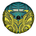 Personalized Hockeyroos Kangaroo Field Hockey Spare Tire Cover Tribal Geometric Green Gold Symmetrical Pattern Design