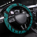 Hockeyroos Kangaroo Field Hockey Steering Wheel Cover Tribal Geometric Green Gold Symmetrical Pattern Design