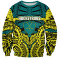 Personalized Hockeyroos Kangaroo Field Hockey Sweatshirt Tribal Geometric Green Gold Symmetrical Pattern Design
