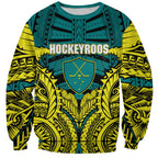 Personalized Hockeyroos Kangaroo Field Hockey Sweatshirt Tribal Geometric Green Gold Symmetrical Pattern Design