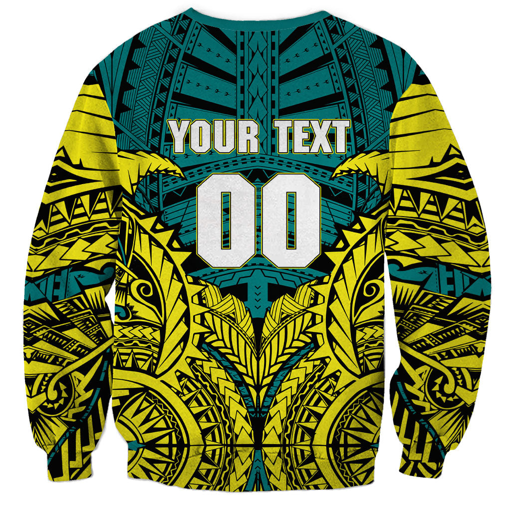 Personalized Hockeyroos Kangaroo Field Hockey Sweatshirt Tribal Geometric Green Gold Symmetrical Pattern Design