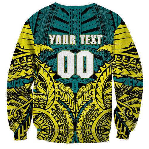Personalized Hockeyroos Kangaroo Field Hockey Sweatshirt Tribal Geometric Green Gold Symmetrical Pattern Design