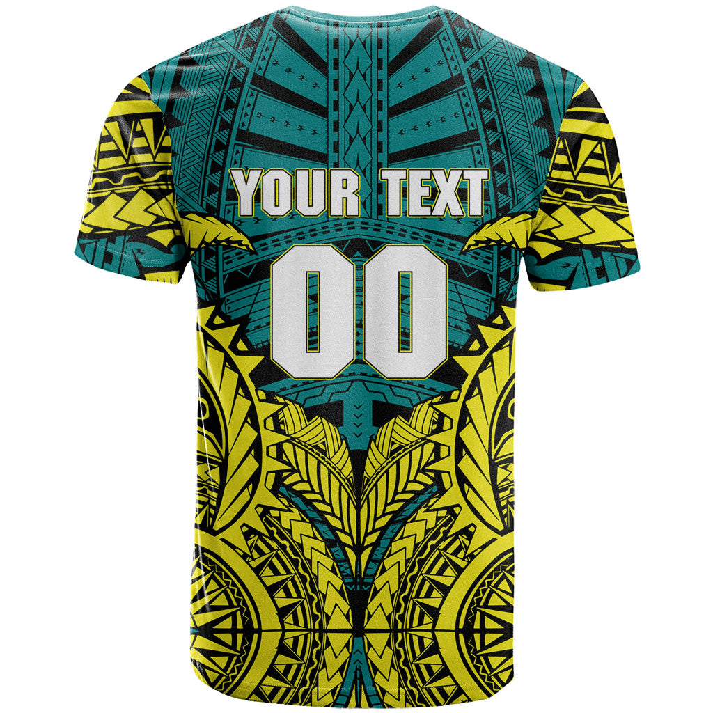 Personalized Hockeyroos Kangaroo Field Hockey T Shirt Tribal Geometric Green Gold Symmetrical Pattern Design