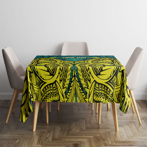 Personalized Hockeyroos Kangaroo Field Hockey Tablecloth Tribal Geometric Green Gold Symmetrical Pattern Design