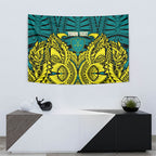 Personalized Hockeyroos Kangaroo Field Hockey Tapestry Tribal Geometric Green Gold Symmetrical Pattern Design