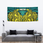 Personalized Hockeyroos Kangaroo Field Hockey Tapestry Tribal Geometric Green Gold Symmetrical Pattern Design