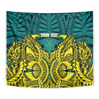 Personalized Hockeyroos Kangaroo Field Hockey Tapestry Tribal Geometric Green Gold Symmetrical Pattern Design