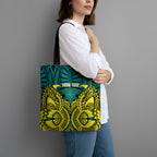 Personalized Hockeyroos Kangaroo Field Hockey Tote Bag Tribal Geometric Green Gold Symmetrical Pattern Design