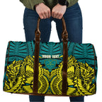 Personalized Hockeyroos Kangaroo Field Hockey Travel Bag Tribal Geometric Green Gold Symmetrical Pattern Design