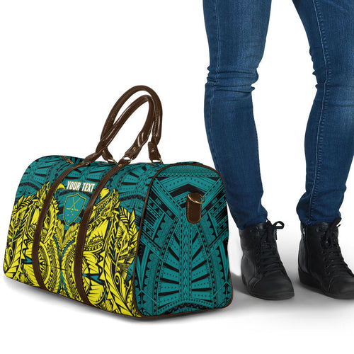 Personalized Hockeyroos Kangaroo Field Hockey Travel Bag Tribal Geometric Green Gold Symmetrical Pattern Design