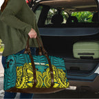 Personalized Hockeyroos Kangaroo Field Hockey Travel Bag Tribal Geometric Green Gold Symmetrical Pattern Design
