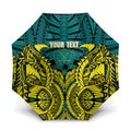 Personalized Hockeyroos Kangaroo Field Hockey Umbrella Tribal Geometric Green Gold Symmetrical Pattern Design