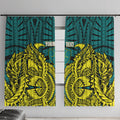 Personalized Hockeyroos Kangaroo Field Hockey Window Curtain Tribal Geometric Green Gold Symmetrical Pattern Design