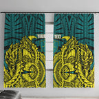 Personalized Hockeyroos Kangaroo Field Hockey Window Curtain Tribal Geometric Green Gold Symmetrical Pattern Design