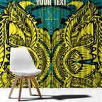 Personalized Hockeyroos Kangaroo Field Hockey Window Curtain Tribal Geometric Green Gold Symmetrical Pattern Design