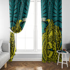 Personalized Hockeyroos Kangaroo Field Hockey Window Curtain Tribal Geometric Green Gold Symmetrical Pattern Design