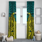 Personalized Hockeyroos Kangaroo Field Hockey Window Curtain Tribal Geometric Green Gold Symmetrical Pattern Design